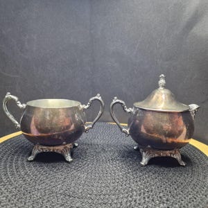 Vintage Silver Plated Creamer Pitcher - Elegant Tableware. Vintage Sheridan Taunton Silversmiths Sugar Bowl and Milk Pitcher