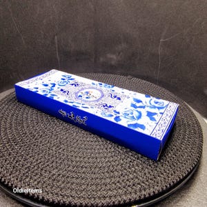 Unused Handcrafted Vintage Collectible set of Steel and Porcelain Chopsticks and spoon in their own gift box