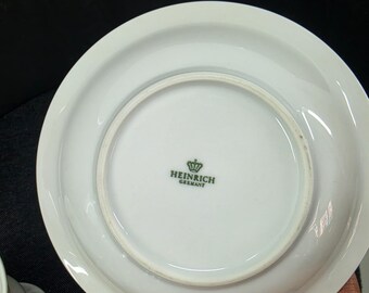 Heinrich Rüdesheim Red Transferware Cup & Saucer Set - German Porcelain