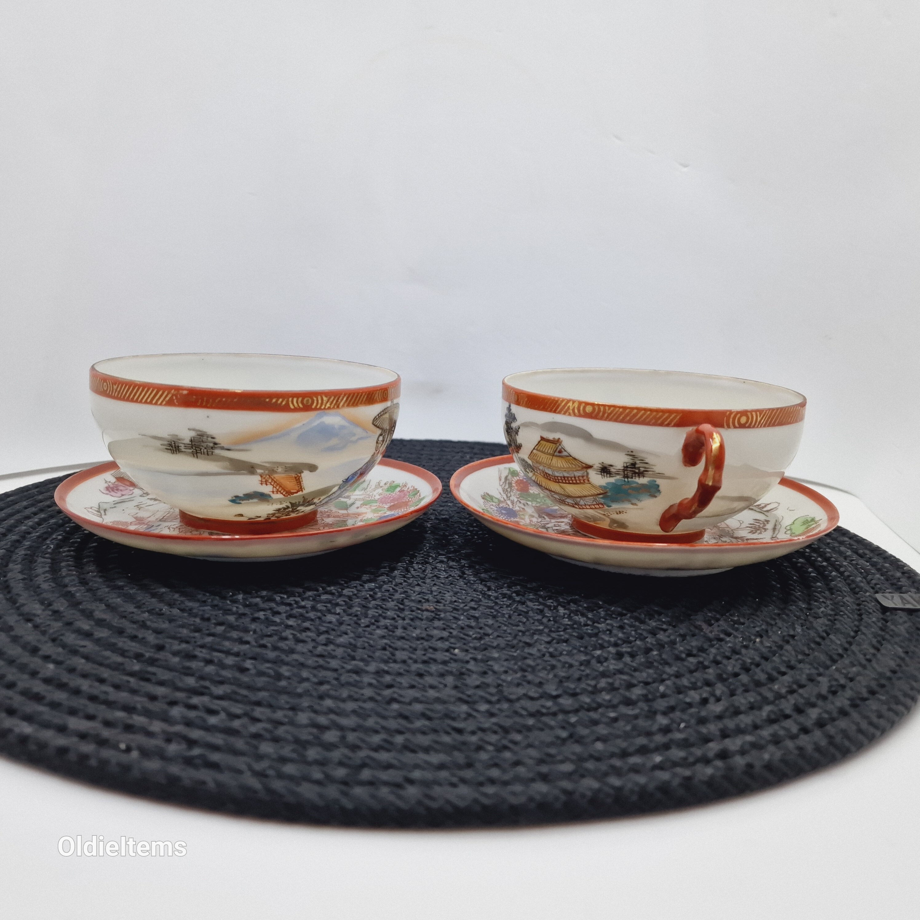 Vintage Eggshell Tea Cups and Saucers: Geisha & Scenery Designs - Etsy