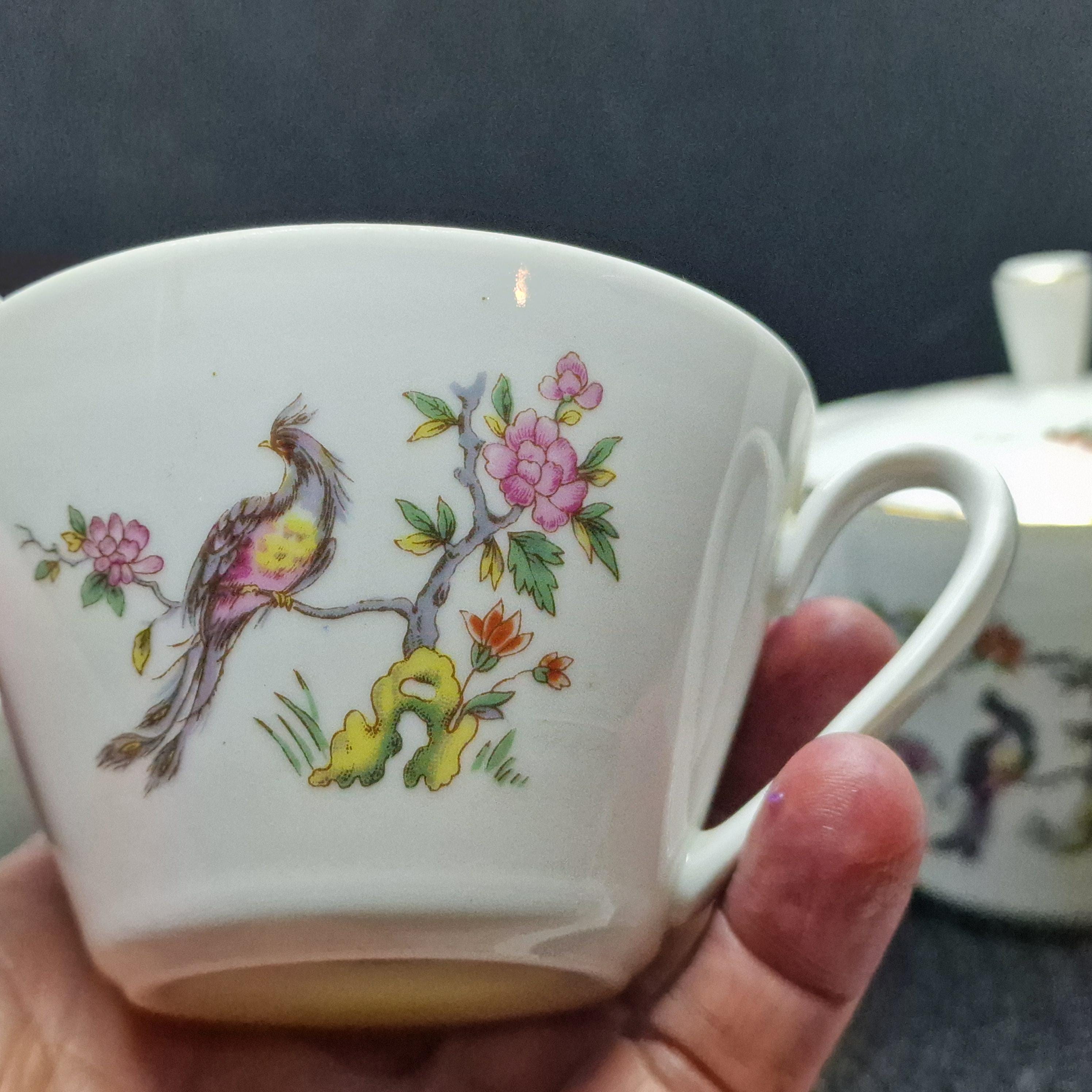 Vintage Kahla Konitz Chinoiserie Tea Set: Floral Pheasant