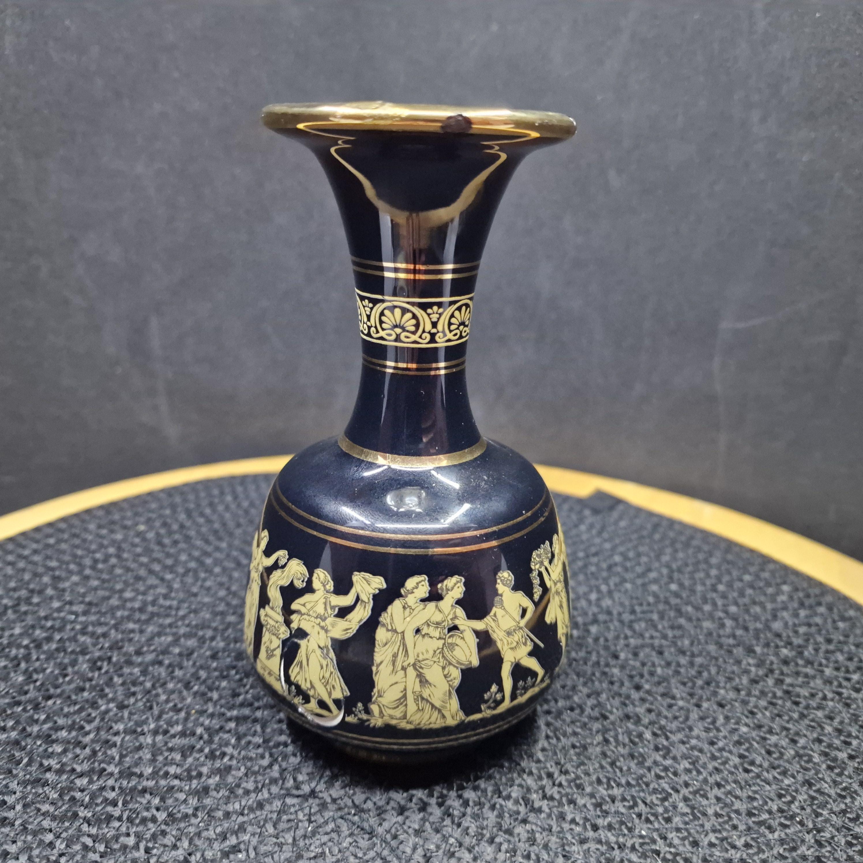 未使用 ギリシャ製 陶器 花瓶 金 24K GOLD ハンドメイド 古代柄 未使用 ギリシャ製 陶器 花瓶 金 24K GOLD ハンドメイド 古代柄 未使用