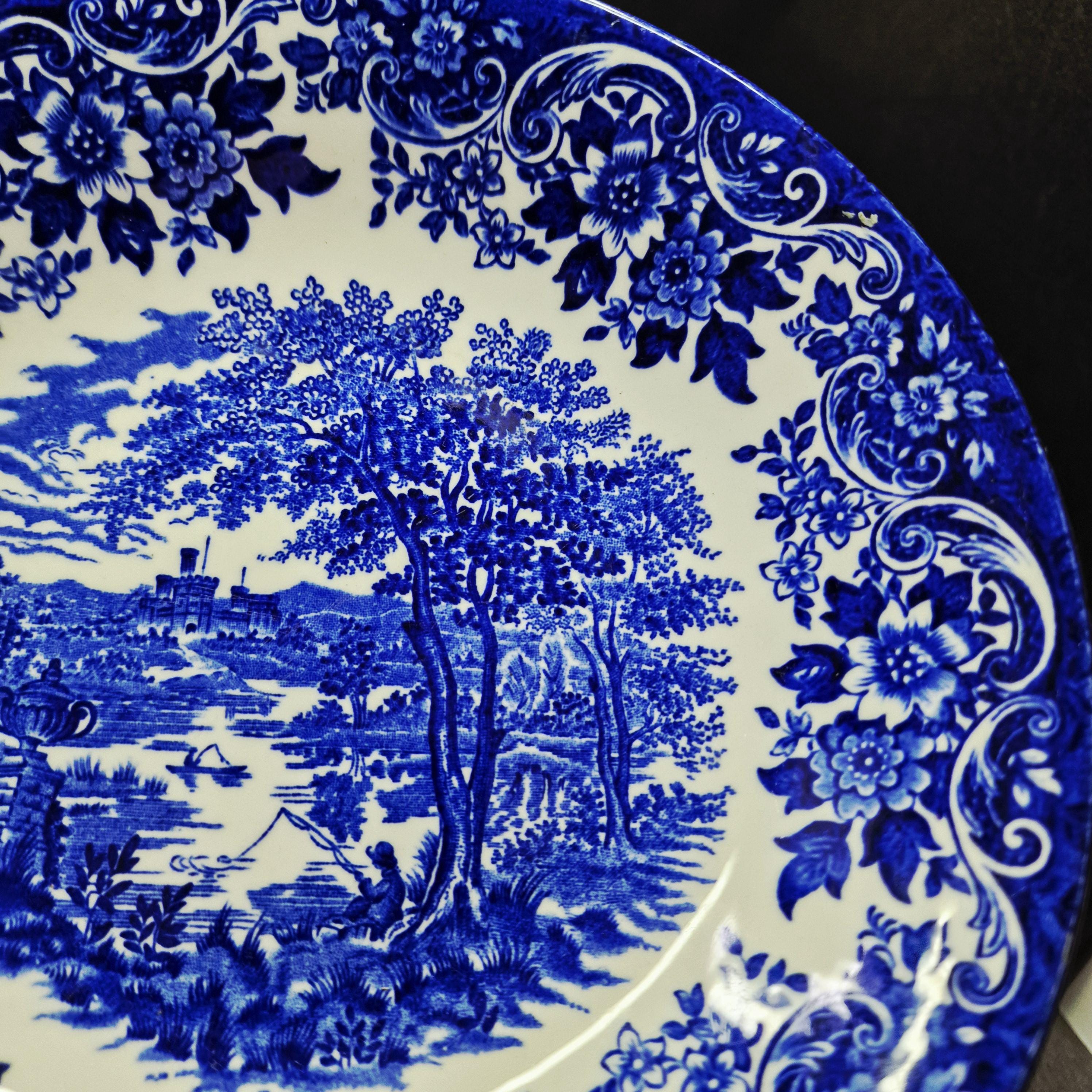 Vintage Broadhurst English Scene Plate: Blue Transferware