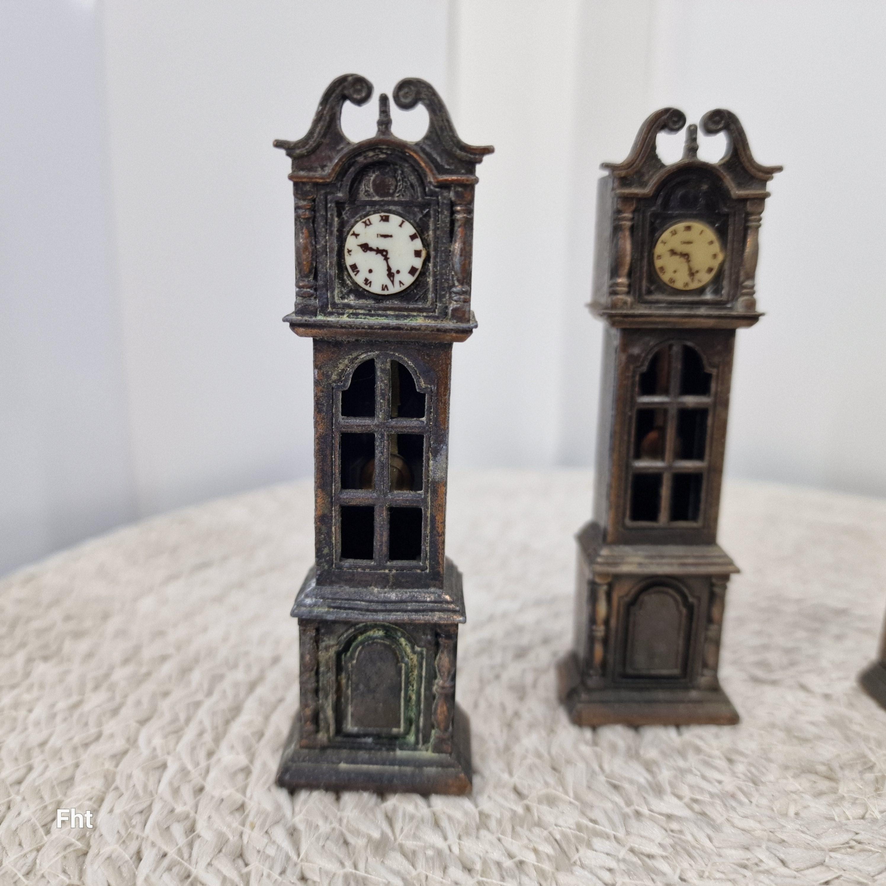 アンティーク　鐘楼型　置物 Vintage Miniature Grandfather Clock Pencil Sharpener Set – Bronze