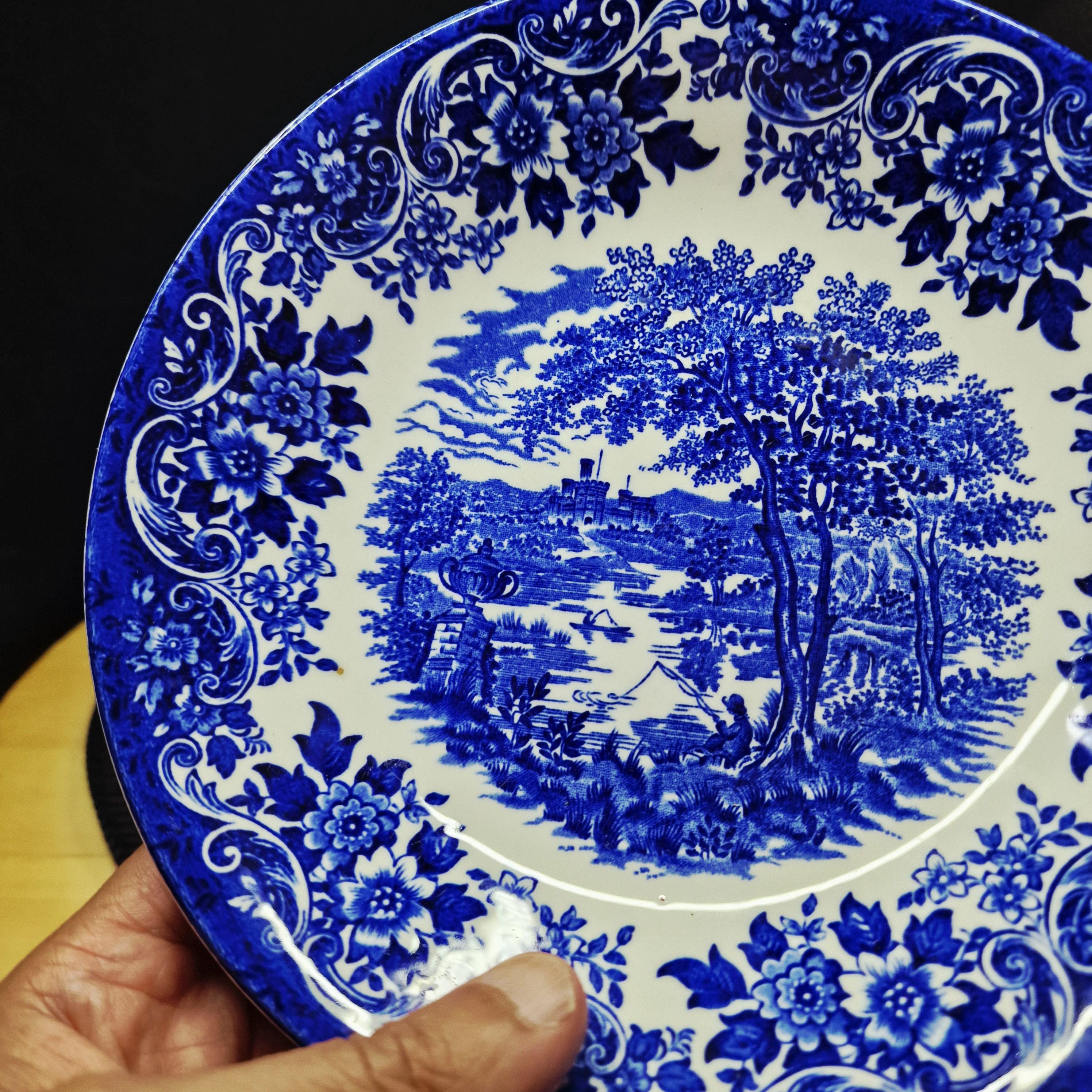 Vintage Broadhurst English Scene Plate: Blue Transferware