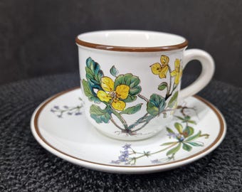 Villeroy and Boch Botanica 4 oz Cup and Saucer Discontinued Porcelain with Notch Lid