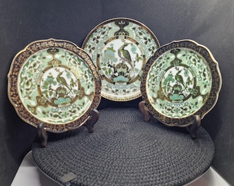Vintage Saji Ji Peacock Plates – Japanese Chinoiserie Porcelain Set