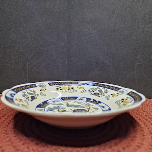 Vintage Al Tavous China Plate – 16 cm / 6.3&quot;, Peacock Motif, Blue & Gold Oriental Style