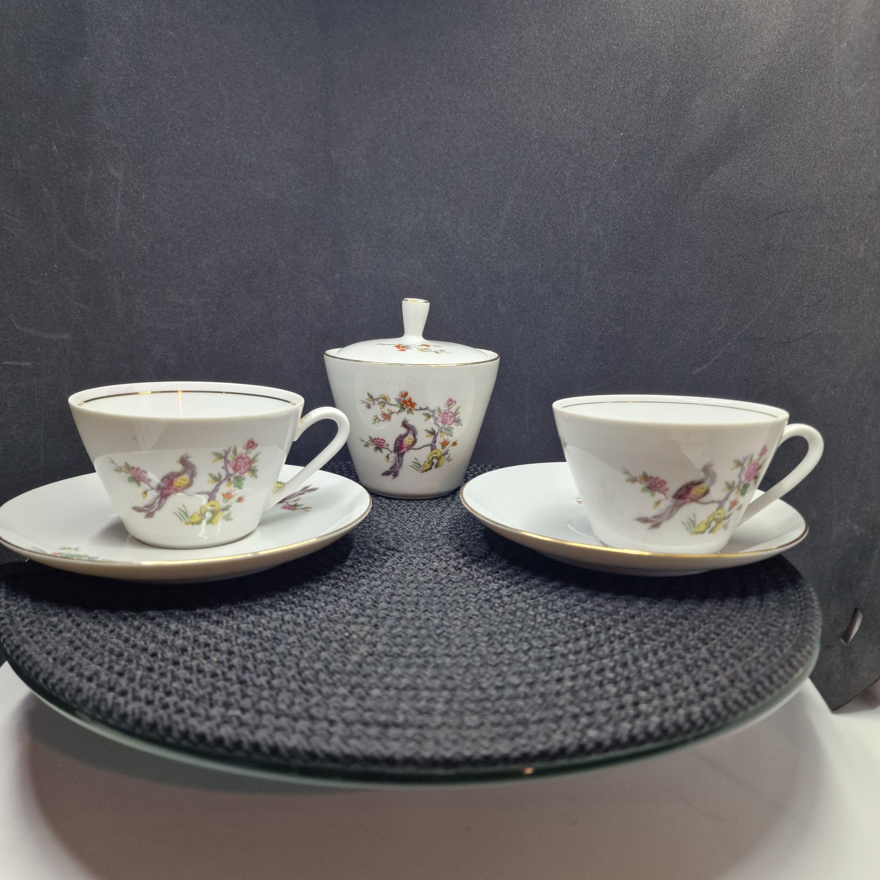 Vintage Kahla Konitz Chinoiserie Tea Set: Floral Pheasant