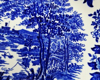 Vintage Broadhurst English Scene Plate: Blue Transferware