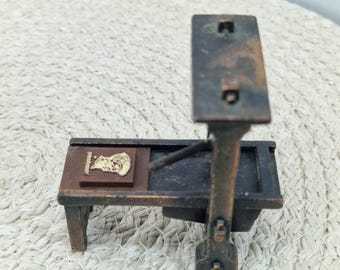 Vintage Miniature Metal Printing Press Pencil Sharpener