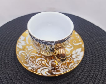 Vintage L.dake En Zn. Cup and Saucer: Golden Floral Motifs - Etsy