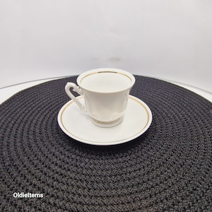 Vintage FP Zajecar 2 oz Espresso Cups and Saucers with golden rim