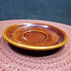 Set of 10 Vintage 12 cm, 4.7 inch, Brown Ceramic Saucers