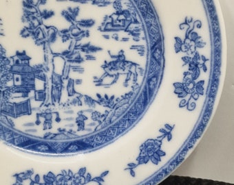 Chinese vintage Handpainted 13 cm 5 inch Blue white Plate with Village Motif