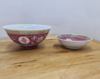 ヴィンテージ中国磁器網目模様ボウル：青と白の花柄、手描き - Etsy 日本