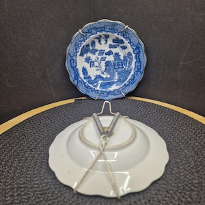 Miniatuurbordjes met wilgenpatroon - blauw-wit chinoiseriedecor - set van 2
