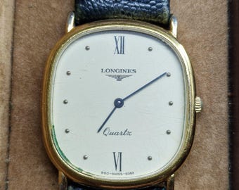 Vintage Golden color Unisex Longines Watch  with aftermarket leather Strip,