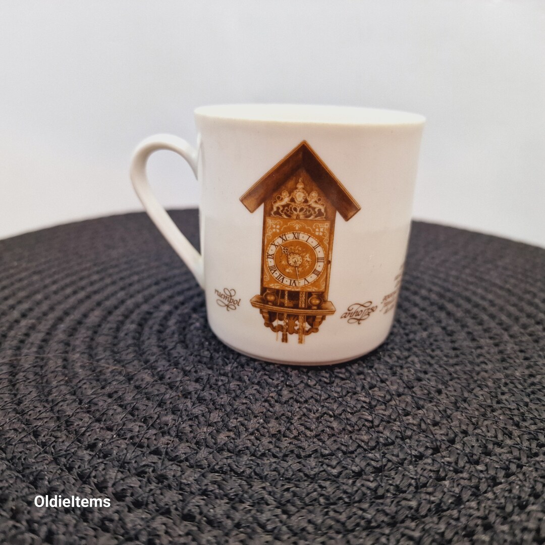 Lot De 2 Tasses Mitterteich Design Horloge - Porcelaine Vintage