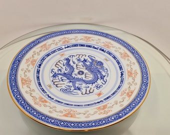 Vintage Rice Eye Plate: 20 cm Dragon Motif Plate