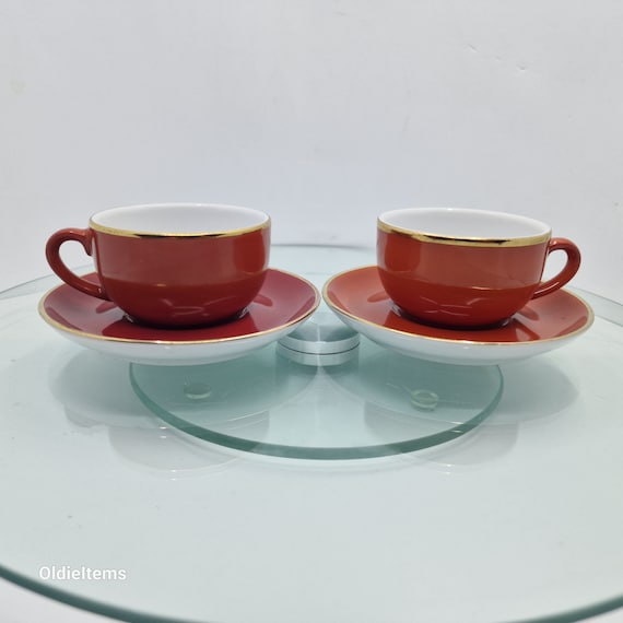 Vintage Mitterteich rote Tasse und Untertasse (2 oz, 11 cm)