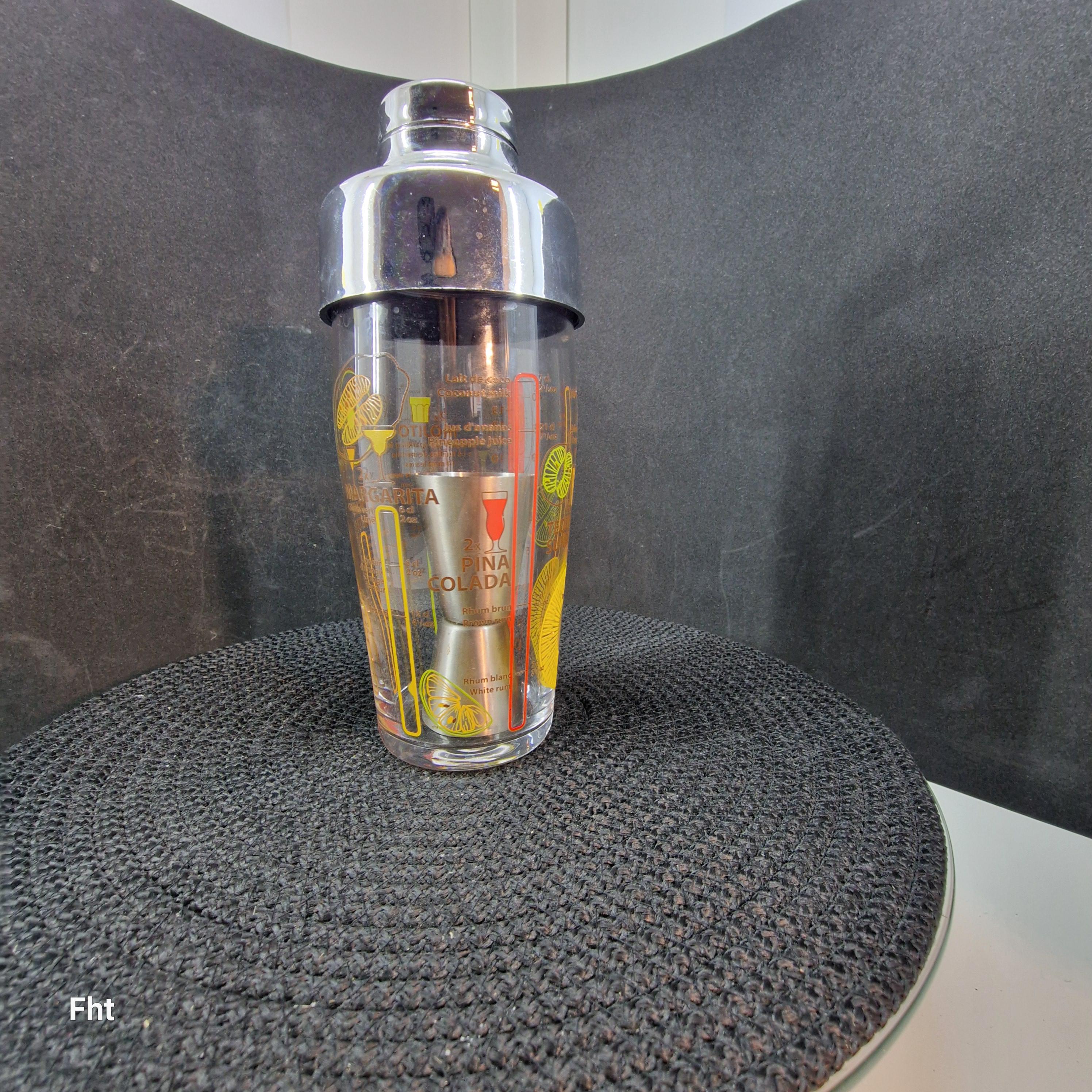 Vintage Tequila Sunrise Cocktail Shaker - Multi-recipe Measuring