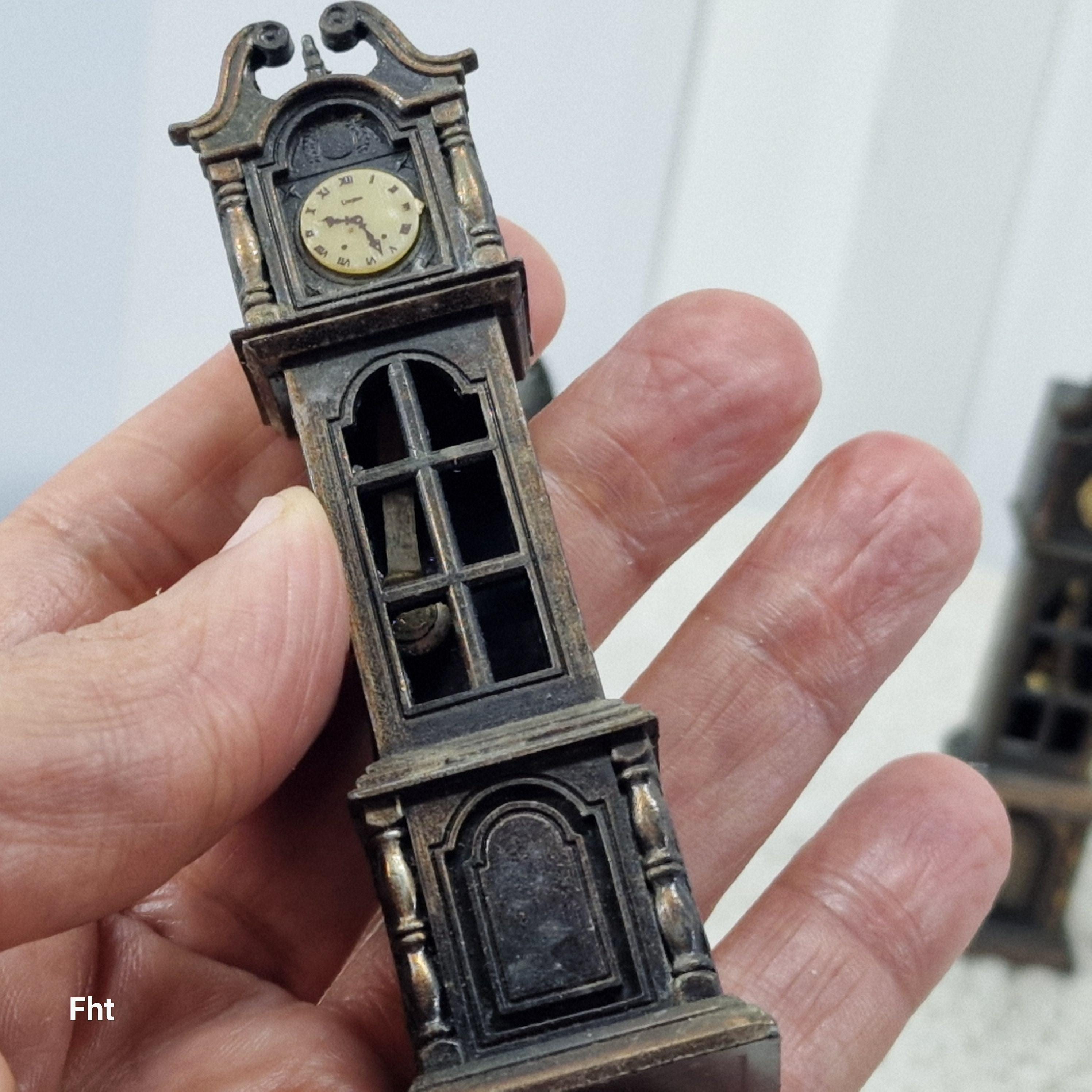 Vintage Miniature Grandfather Clock Pencil Sharpener Set – Bronze