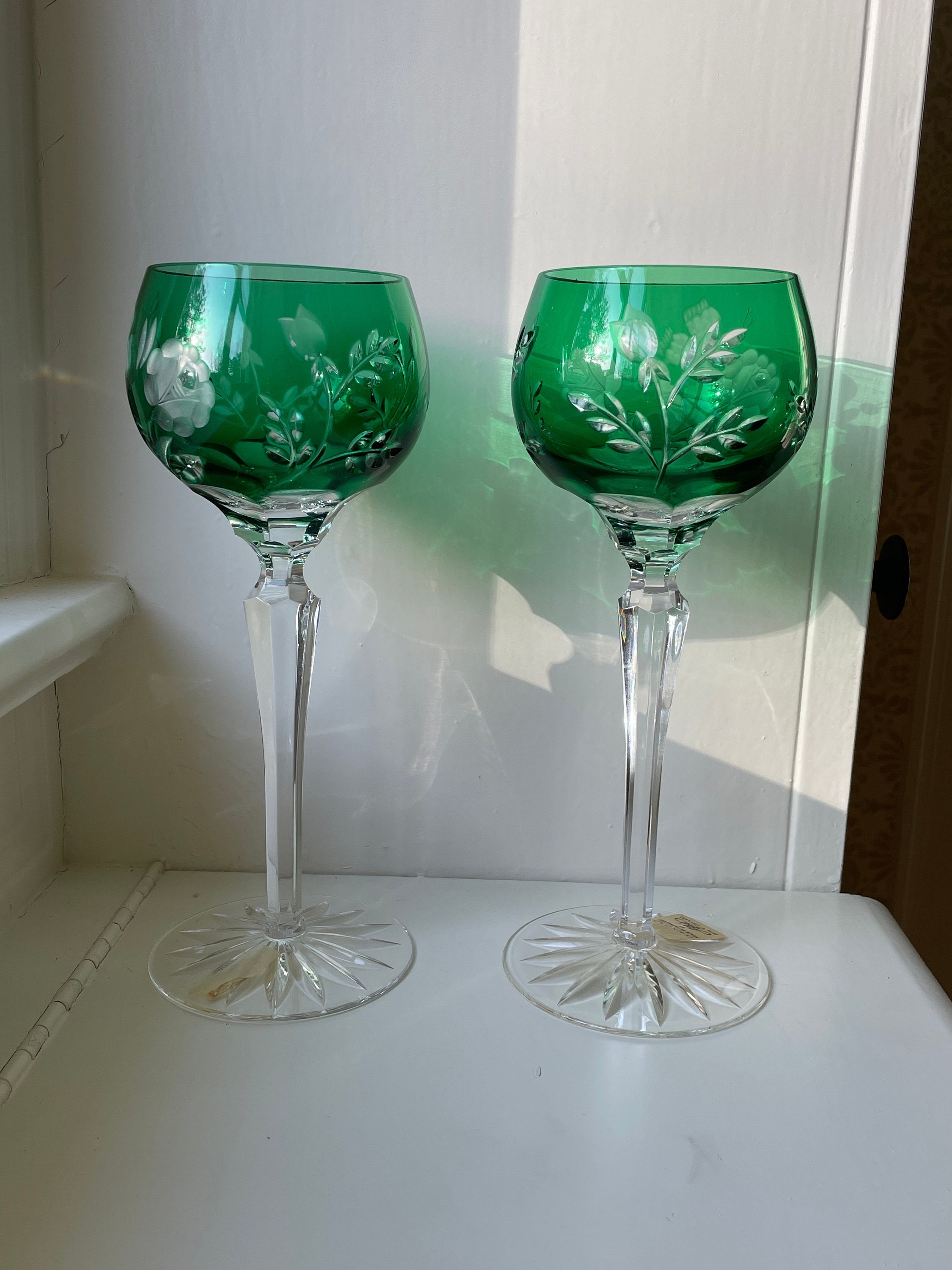 Odessa Green Large Wine Glass 1st Edition - Ajka Crystal