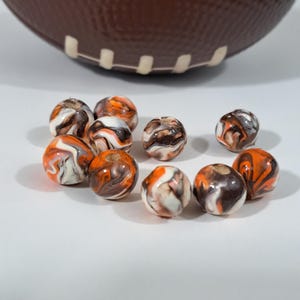 Cleveland Browns Beads, Abstract Art Bead, Painted Wood Beads, NFL Sports Bead, Jewelry Bead, Craft Bead, Set of Beads (10)