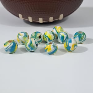 Los Angeles Chargers Beads, Abstract Art Bead, Painted Wood Beads, Sports Bead, Jewelry Bead, Craft Bead, Set of Beads (10)
