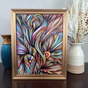 Zentangle abstracte kunstafdruk, moderne abstracte kunstafdruk, creatieve kunst uit de vrije hand, hedendaagse muurkunst, Antony Pinella, Anthony Pinella