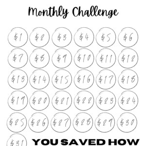 Monthly Savings Challenge Tracker