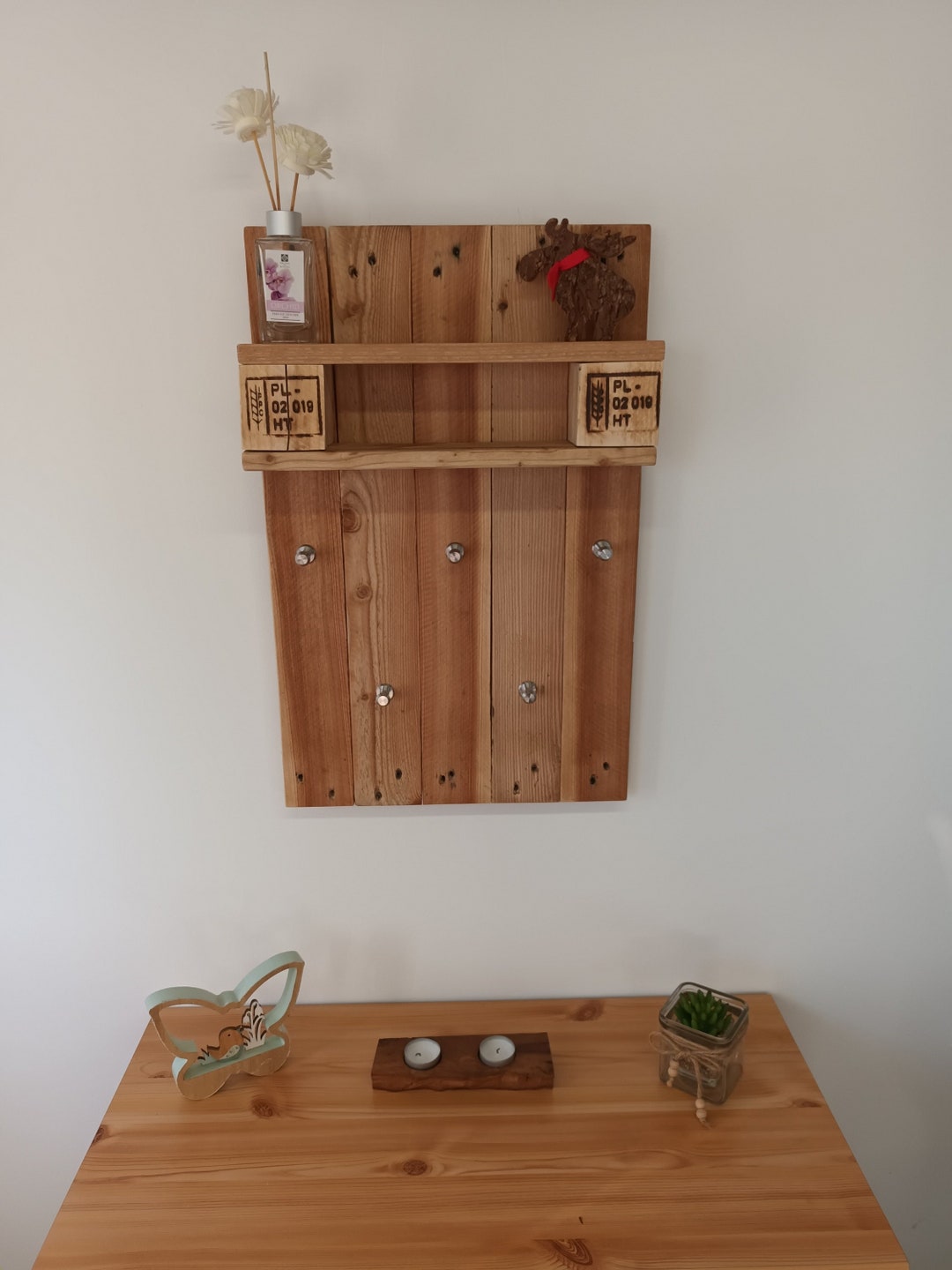 Key Rack XL Made of Pallet Key Board Wall Board Key Rack With Shelf ...