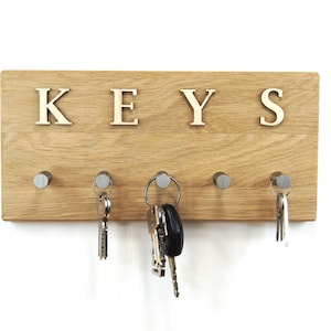 Porta chiavi in rovere M, porta chiavi in legno, portachiavi, mensola portachiavi, cassetta portachiavi in legno, gancio appendiabiti