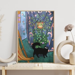 Henri Matisse Cat Print Poster, Matisse Corner of Artist Studio, Black Cat Art, Funny Cat print, famous painting with cats, Cat Poster gift