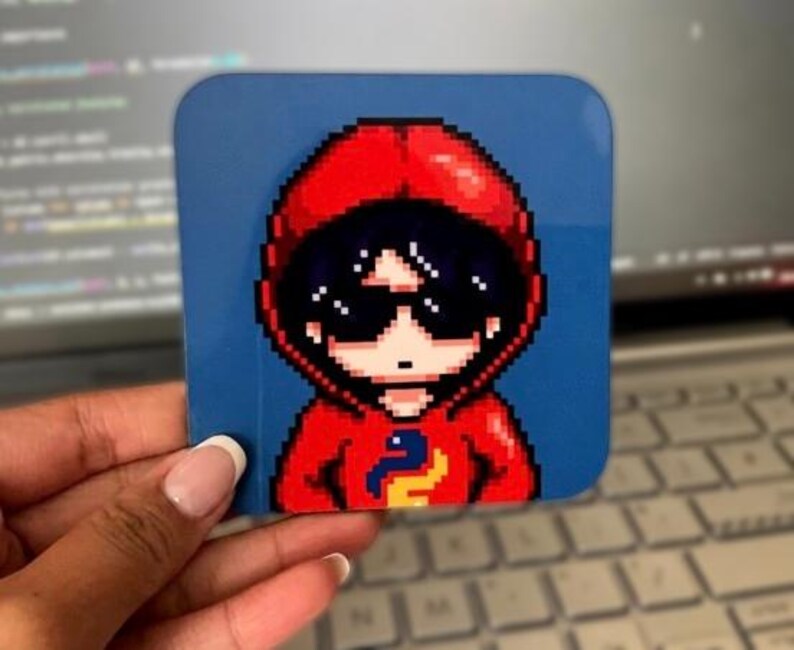 Python Pixel Art Coaster, Programming, Coding, Software Developer Workspace Accessory image 1