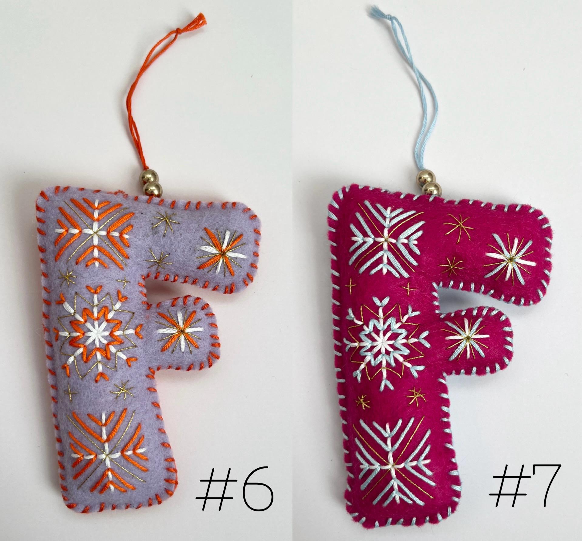Hand-embroidered Felt Letter Ornament - Etsy