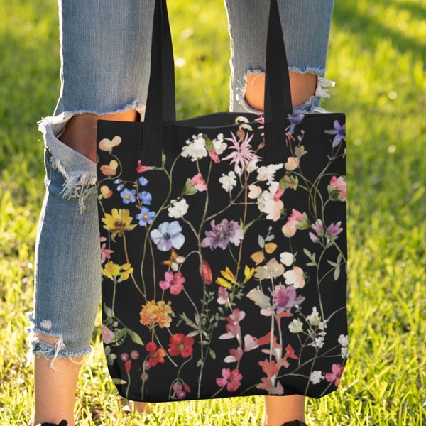 Rainbow Floral Leather Tote Bag main image 1