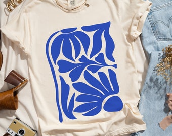 Camisa de arte Matisse de flores silvestres, camiseta botánica, camiseta de flores, camisa floral minimalista, camisa estética, regalo para profesor de arte, colores cómodos