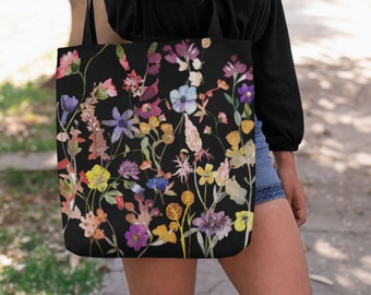 Floral Tote Bag, Wildflower Tote Bag , Tote Bag, Tapestry Style Bag , Shopping Bag, Boho Tote Bag, Botanical Bag, Flower Bag