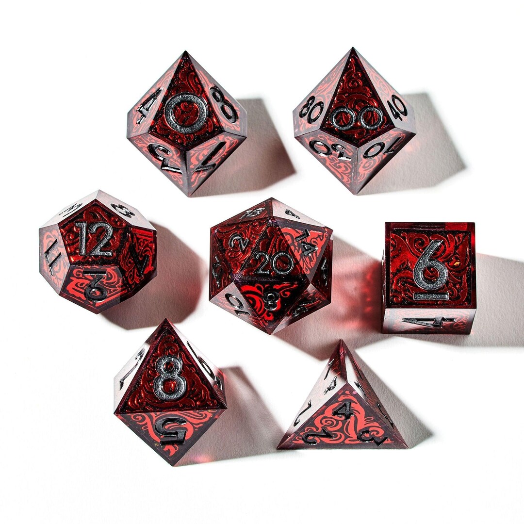 Dispel Dice exsanguinated 7piece Sharp Edge Dice Set for Dnd, Rpgs