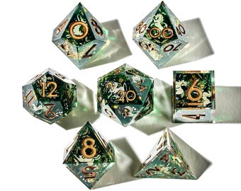 Dispel Dice "Hunt of the Unicorn" 7-Piece Sharp Edge Iconic Dice Set for DnD, RPGs & Board Games