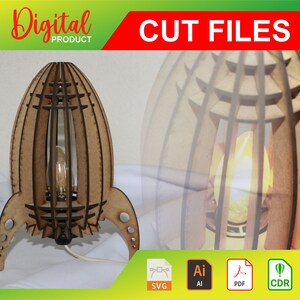 Rocket lamp laser cut project Glowforge template pattern CNC 3mm 4mm svg - ai - pdf - cdr - dxf 00026