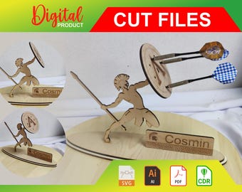 Spartan Shield Darts Holder - Laser Cut File (svg, ai, pdf, cdr, dxf) 00040