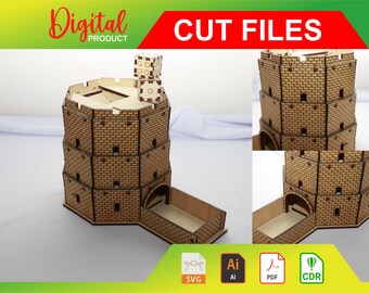 Gediminas Tower Dice Tower - Laser Cut Files (Digital Download) 3mm 4mm 00023