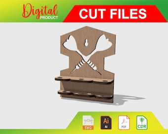 Darts holder - Darts Organizer -  Darts support laser cut project Glowforge template pattern CNC 3mm 4mm svg - ai - pdf - cdr - dxf 00028