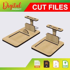 Pen Support with post it, business card, 2in1 file laser cut project template pattern 3mm 4mm  svg - ai - pdf - cdr 00005