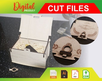 Laser Cut USB/Ring Box Template, Wedding Keepsake (Digital Files)  4mm 00017