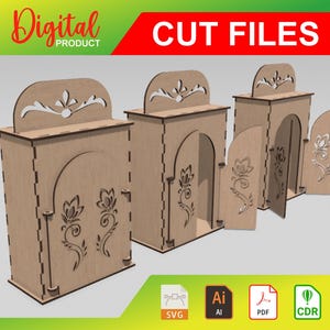 Nicho box Alter box Shrine laser cut Glowforge template pattern CNC 3mm 4mm svg - ai - pdf - cdr - dxf 00025