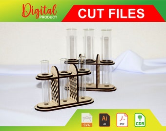 Plantilla de corte láser para soporte de tubos de ensayo – Diseño de estación de propagación (descarga digital) 3 mm 4 mm 00020
